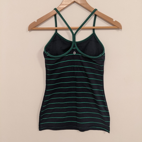 Lululemon Power Y Tank Luon Light Slalom Stripe Inkwell/Hyper Stripe Green 4 - Picture 13 of 16